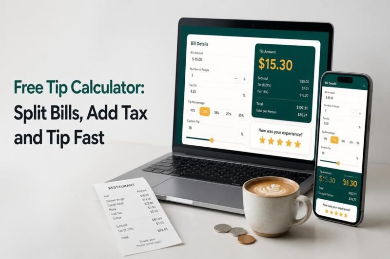 Free Tip Calculator | Split Bills, Add Tax and Tip Fast